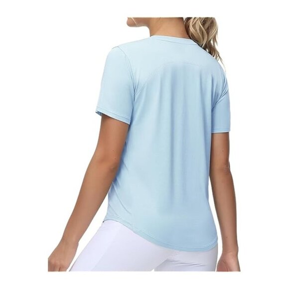 All In Motion Light Blue V-Neck Short Sleeve Athletic T-Shirt M - Picture 1 of 4